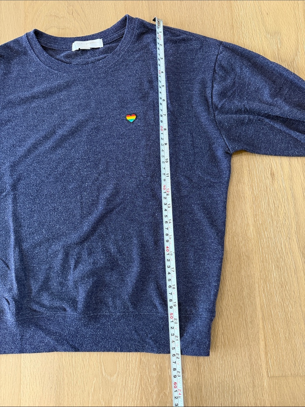 Spiritual Gangster Navy Crewneck Sweatshirt with Small Rainbow Heart - Picture 7 of 8